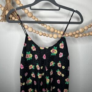 Vintage Jo Intimates Black Floral Dotted Slip Dress